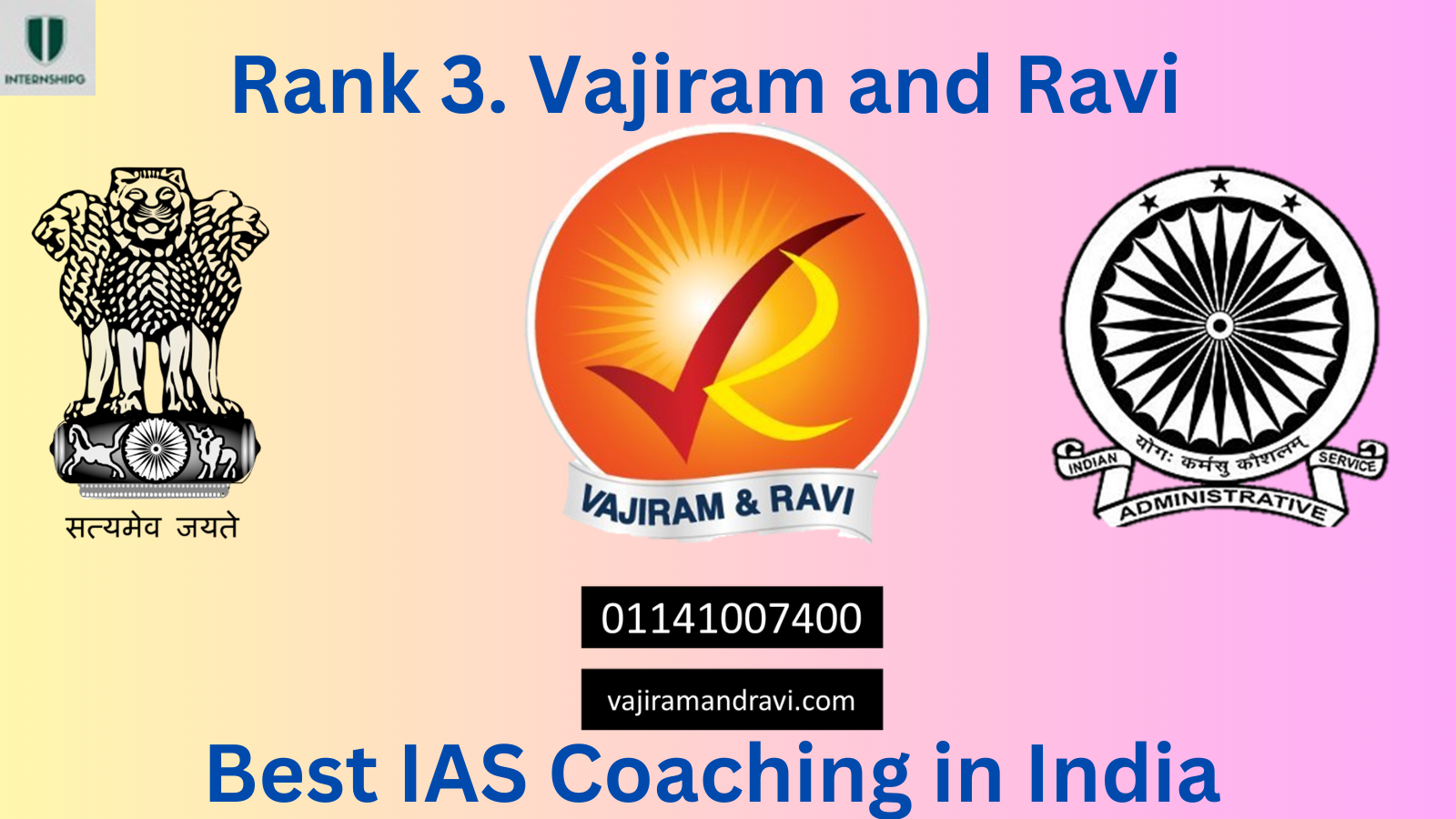 Rank 3 Vajiram and Ravi Best IAS Coaching In India