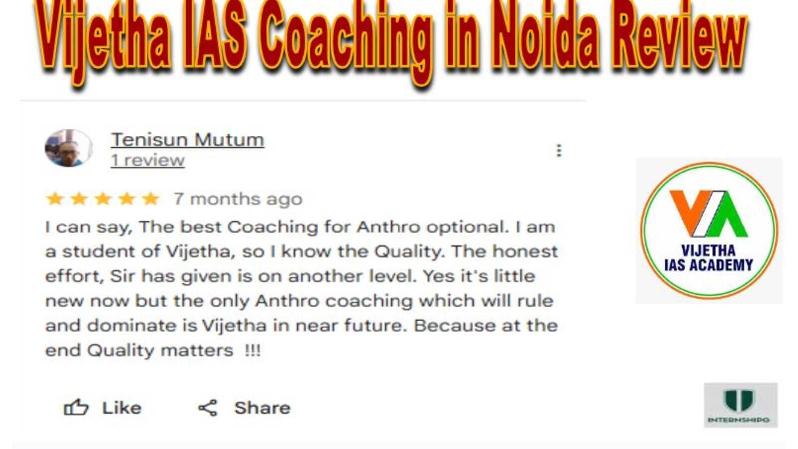 Vijetha IAS coaching Reviews
