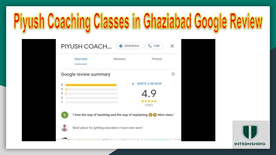 Piyush Coaching Classes in Ghaziabad Google Review