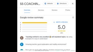 SS Coaching Center in Ghaziabad Google Review