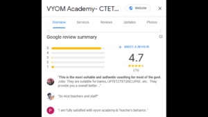 VYOM Academy Google Review